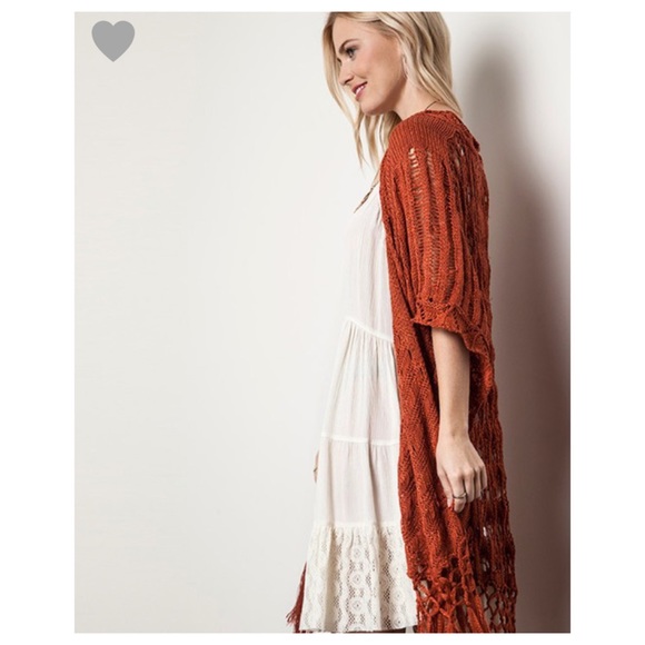 Last! Beautiful Burnt Orange Kimono Cardigan - Picture 2 of 5